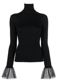 Valentino Garavani lace-cuffs roll-neck jumper - Nero