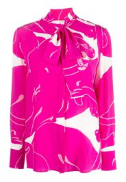 Valentino Garavani Blusa Cady Panther con fiocco - Rosa