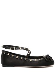 Valentino Garavani Rockstud satin ballerina shoes - Nero