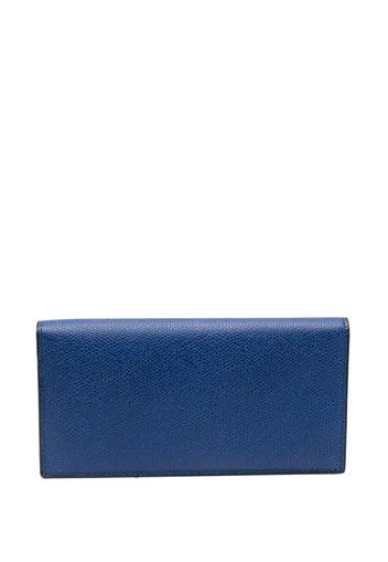 Valextra grained leather vertical wallet - Blu