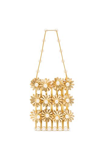 Vanina pearl-embellished floral strap bag - Oro