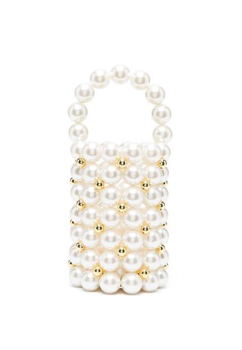 Vanina faux pearl-embellished shoulder bag - Bianco