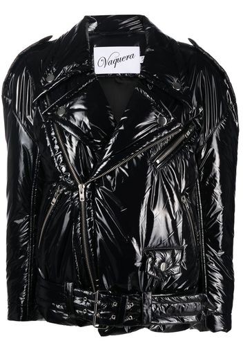 Vaquera high-shine biker jacket - Nero