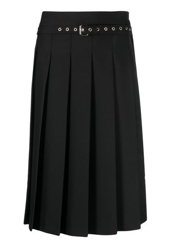 Vaquera belted-waist pleated midi skirt - Nero