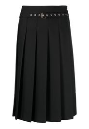 Vaquera belted-waist pleated midi skirt - Nero