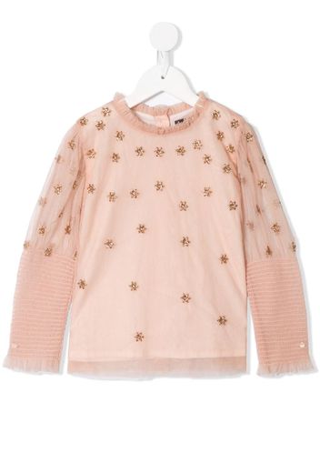 Alexa glitter-embellished ruffled blouse