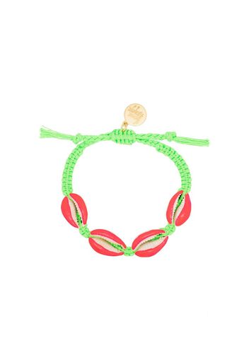 green and pink Fantasea shell braided bracelet