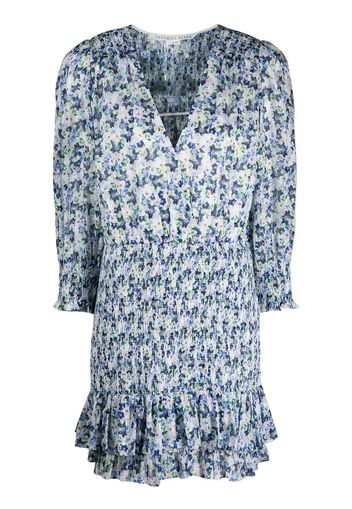 Veronica Beard Darrah smocked floral-print mini dress - Blu