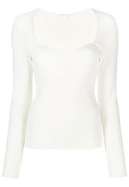 Veronica Beard sweetheart ribbed knit top - Toni neutri