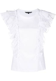Veronica Beard ruffle-detail cotton T-shirt - Bianco