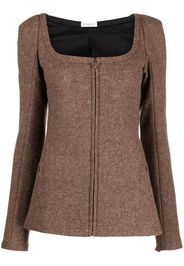 Veronique Leroy square-neck fitted jacket - Marrone