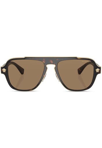 Versace Eyewear tortoiseshell-effect pilot-frame sunglasses - Marrone