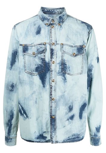 Versace Jeans Couture Camicia denim con fantasia tie dye - Blu