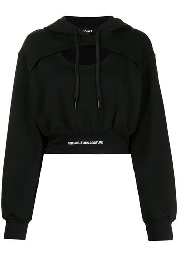 Versace Jeans Couture logo-waistband cut-out hoodie - Nero