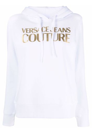 Versace Jeans Couture metallic logo print hoodie - Bianco