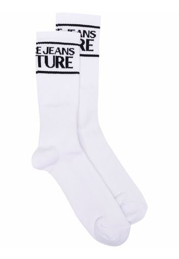 Versace Jeans Couture logo-knit calf socks - Bianco