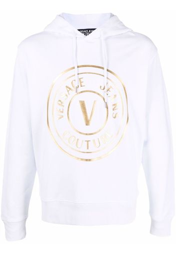 Versace Jeans Couture round logo cotton hoodie - Bianco