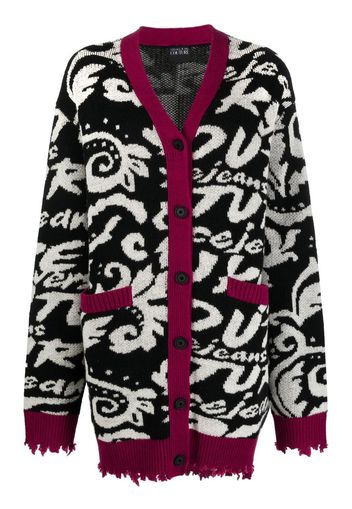 Versace Jeans Couture Cardigan lungo con effetto vissuto - Nero