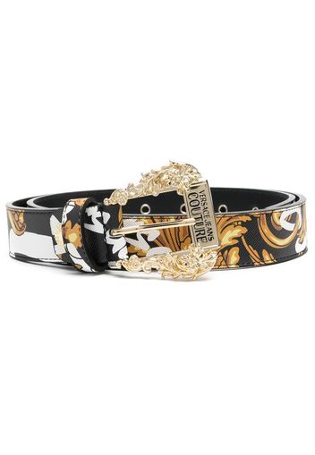 Versace Jeans Couture baroque pattern-print leather belt - Nero