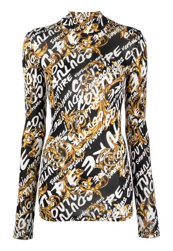 Versace Jeans Couture Top a maniche lunghe con stampa - Nero