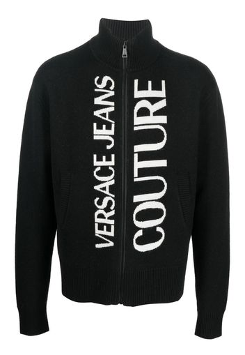 Versace Jeans Couture logo-embroidered zipped cardigan - Nero