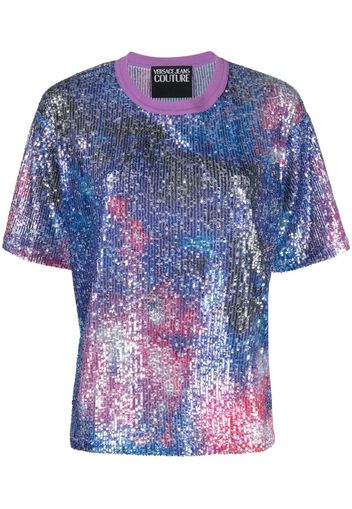 Versace Jeans Couture T-shirt con paillettes - Blu