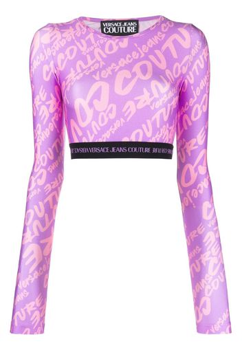 Versace Jeans Couture Top crop con stampa - Viola