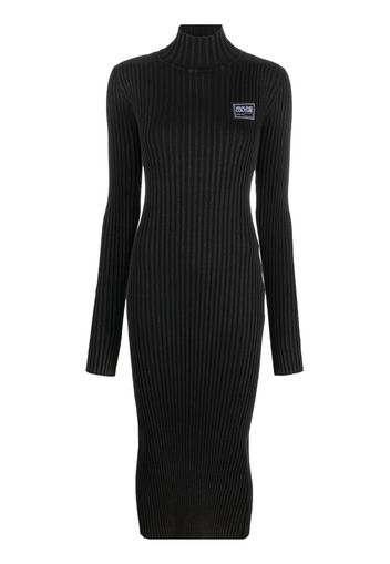 Versace Jeans Couture logo patch ribbed midi dress - Nero