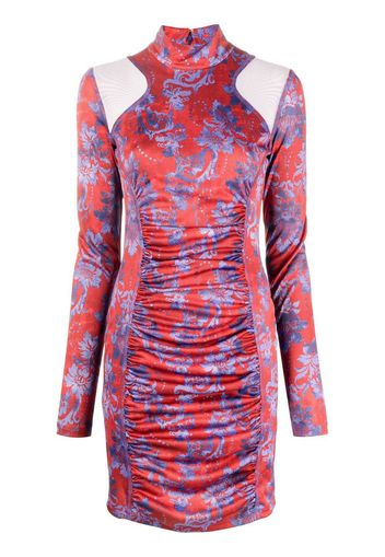 Versace Jeans Couture paisley-print ruched minidress - Rosso