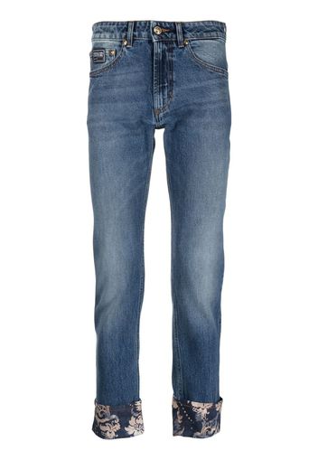 Versace Jeans Couture Jeans a fiori crop - Blu