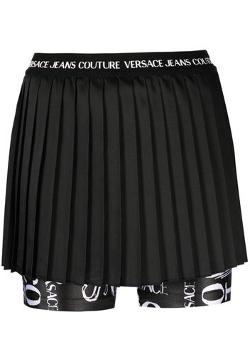 Versace Jeans Couture logo waistband pleated skorts - Nero