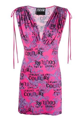 Versace Jeans Couture logo-print plunge mini dress - Rosa