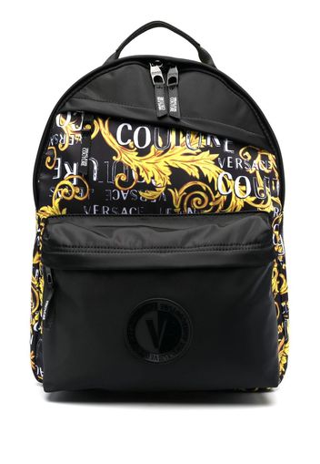 Versace Jeans Couture baroque pattern-print zip-up backpack - Nero