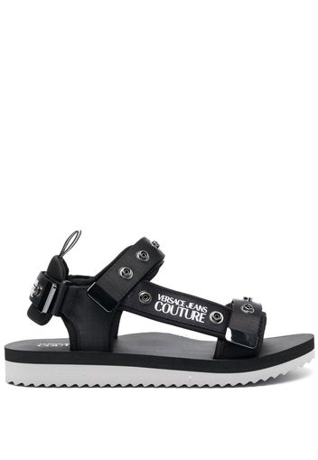 Versace Jeans Couture logo-print flat slides - Nero