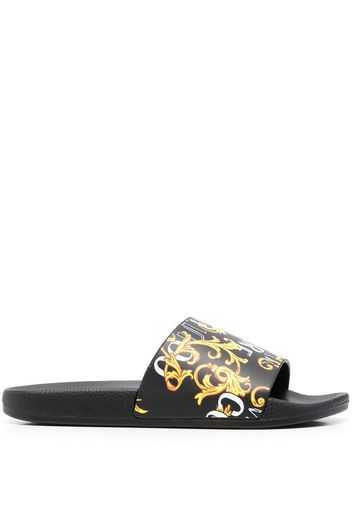 Versace Jeans Couture 'Barocco' print slides - Nero