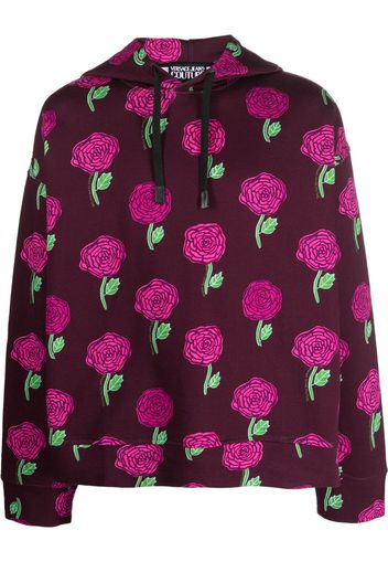 Versace Jeans Couture rose-print cotton hoodie - Rosa