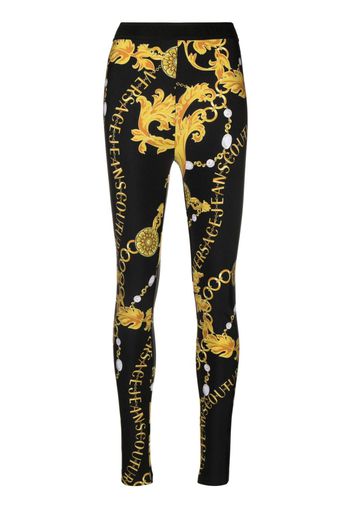 Versace Jeans Couture chain-print logo-waistband leggings - Nero