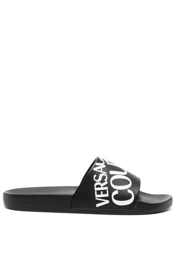 Versace Jeans Couture Sandali slides con stampa - Nero