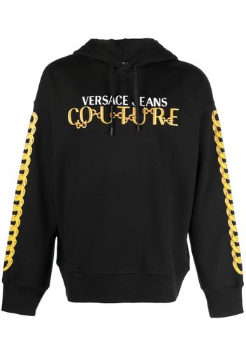 Versace Jeans Couture logo-print cotton hoodie - Nero