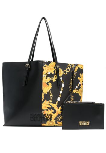 Versace Jeans Couture Baroque-pattern faux-leather tote bag - Nero