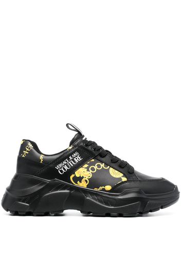 Versace Jeans Couture chain-link print leather low-top sneakers - Nero