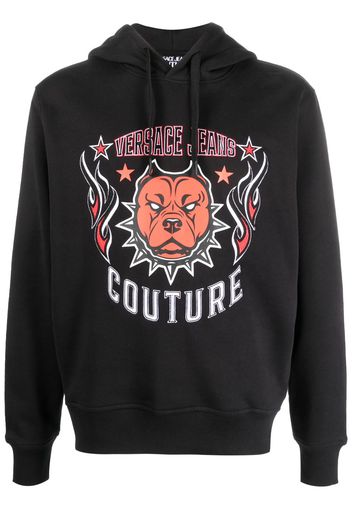 Versace Jeans Couture embroidered-logo cotton hoodie - Nero