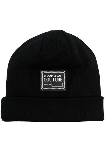 Versace Jeans Couture logo-patch turn-up brim beanie - Nero