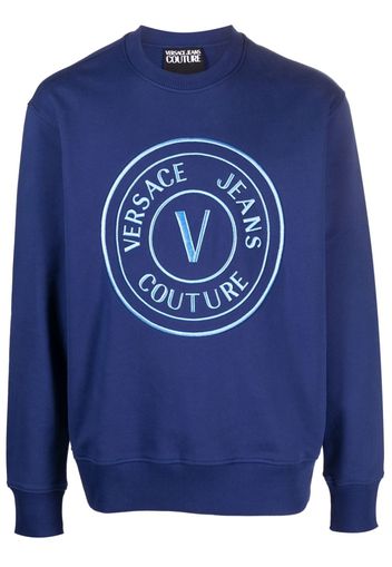 Versace Jeans Couture logo-embroidered cotton sweatshirt - Blu