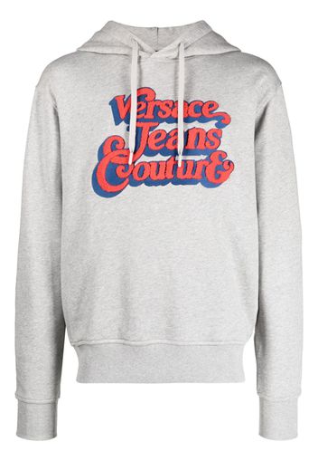 Versace Jeans Couture logo-embossed mélange-effect hoodie - Grigio