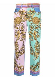 Versace Jeans Couture baroque pattern-print cropped jeans - Rosa