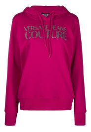 Versace Jeans Couture glitter-logo cotton hoodie - Rosa