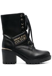 Versace Jeans Couture logo-plaque lace-up boots - Nero