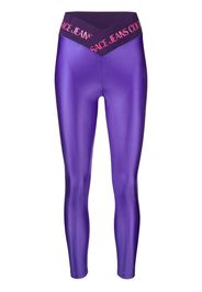 Versace Jeans Couture Leggings con banda logo - Viola