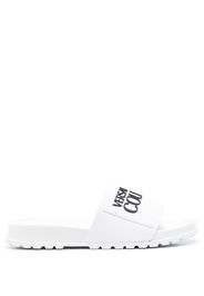 Versace Jeans Couture embossed-logo slides - Bianco